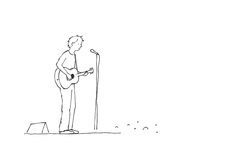 ギターを持つ人の線画